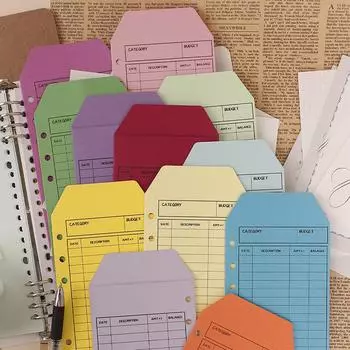 12 шт. бюджетных конвертов, картонная система денежных конвертов для экономии денег, папка-регистратор формата А6, бюджетный планировщик, органайзер, конверты, карманы 12PCS