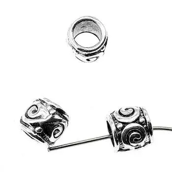 12 шт. Бусины-разделители с большими отверстиями для изготовления ювелирных изделий Резьбовые бусины с большими отверстиями 9x9x8 мм Размер отверстия 5 мм B13908 античный серебряного