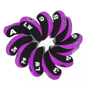 12 шт. Чехлы для голов гольф-клубов Неопреновые Защита от царапин Защита голов гольф-клубов для улицы Черный и