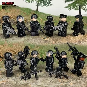 12 шт., черные специальные полицейские маленькие гранулы, человеческое оружие, аксессуары для сборки детских строительных блоков, игрушки