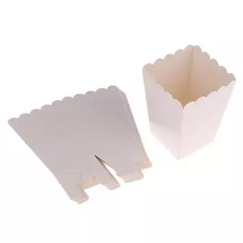 12 шт. Чисто белые коробки для попкорна, контейнеры для фильмов, вечеринок, угощений, мини-сумки