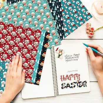 12 шт. цветочная рождественская бумага для скрапбукинга, рождественский стиль, узор, яркий цвет, многофункциональный материал для рукоделия «сделай сам», бумага B