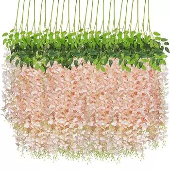 12 шт. цветы глицинии искусственные свадебные имитация зеленых растений эвкалипт орхидея трава искусственный цветок для украшения свадьбы