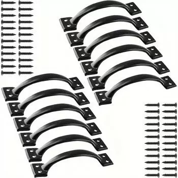 12 шт. деревенские дверные ручки, железные ручки с винтовыми ручками, винтажные ручки для шкафа в фермерском доме, винтажные уличные ящики, гараж и ящики, черные 4.76*1.10in-12pcs