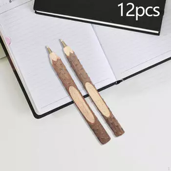 12 шт. деревянный карандаш, карандаши с веткой, художественный рисунок, деревенский стиль, черные чернильные ручки, деревянная шариковая ручка для Ballpoint Pen