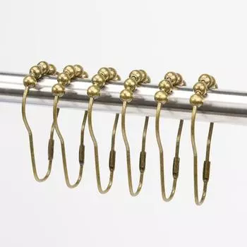 12 шт., держатели для занавесок для душа в ванной, устойчивые к ржавчине, противоскользящие, гладкие скользящие крючки для штор, аксессуары для ванной комнаты 12 бронзовый/красный