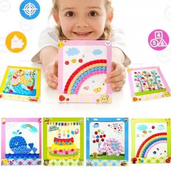 12 шт., детская наклейка на пуговицы, рисунок, игрушка «сделай сам», раннее обучение, ручное ремесло, самоклеящаяся мультяшная легко завершаемая сумка из материала ручной работы 12pcs