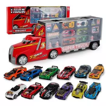 12 шт., детские игрушки с инерционным и откатным автомобилем, пластиковые модели транспортных средств для детей, мальчиков
