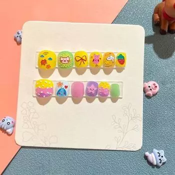 12 шт. детские накладные ногти с героями мультфильмов, милый рождественский тематический узор, тисненый пресс на ногтях, самоклеящиеся накладные ногти, художественное украшение «сделай сам» E