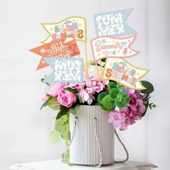 12 шт. DIY Треугольный флаг Бумага Вымпел Ваза Плагин Смешные летние тематические флаги Украшения Подарки для вечеринки Style 1