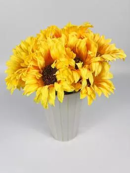 12 шт. Длинный стебель подсолнуха искусственные цветы 52 см шелковые летние подсолнухи для дома свадьба сад ваза вечеринка кухня украшение двора белый
