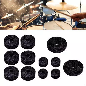 12 шт. фетровая шайба для тарелок, войлочные подушечки, прочные нескользящие сменные рукава для оборудования чёрный