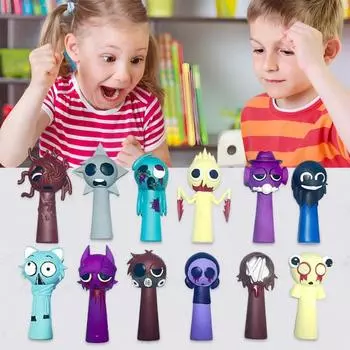 12 шт., фигурка персонажа из мультфильма, ПВХ, красочная фигурка персонажа, статуя, скульптура, игрушка, украшение для рабочего стола, украшение для детей, взрослых, любителей музыкальных игр, подарок