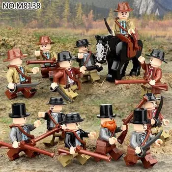 12 шт. Фигурки ковбоев из фильмов серии детские строительные блоки игрушки
