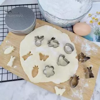 12 шт. формочки для пасхального печенья из нержавеющей стали, яйцо, кролик, морковь, цветы в форме печенья, набор форм для домашней кухни, пекарни