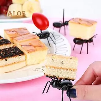 12 шт. фруктовая вилка в форме муравья, безопасная прочная многоразовая десертная вилка для домашней кухни, вечеринки 12pcs