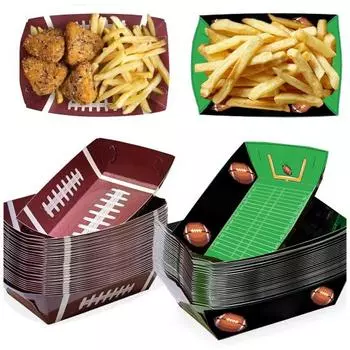 12 шт. футбольных вечеринок, подносы для закусок, одноразовые бумажные подносы, миски, простая установка, тематика B