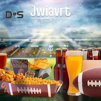 12 шт. футбольных вечеринок, подносы для закусок, одноразовые бумажные подносы, миски, простая установка, тематический органайзер для закусок для вечеринок, торжеств B