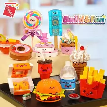 12 шт., гамбургер, картофель фри, сладкий блок, набор «сделай сам», набор для быстрого питания, развивающая рождественская игрушка для детей, слепая коробка