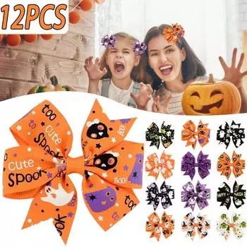 12 шт. Хэллоуин бант заколка для волос Хэллоуин украшения головы 12PCS