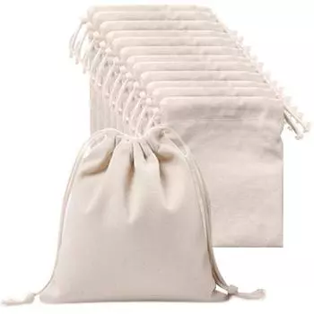 12 шт., хлопковая сумка для хранения своими руками, 4 размера, портативная, однотонная, на шнурке, дизайн, рождественский праздничный подарок 1012cm