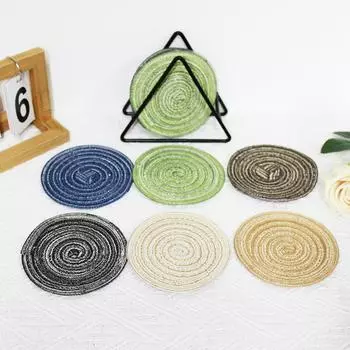 12 шт. хлопковых подставок в скандинавском стиле, противоожоговых и нескользящих, круглых, плетеных, теплоизоляционных подложек для рабочего стола, включая подпорку
