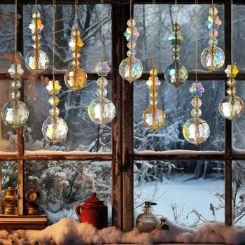 12 шт. хрустальные стеклянные елочные шары, украшения, переливающиеся, подвесные украшения для елки, мини-призма, шары, декор для вечеринки, свадьбы, домашнего декора 12pcs