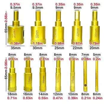 12 шт., инструмент для пайки отверстий, гранит, мрамор, многоцелевое сверло, набор сверл для керамического камня, керамического кирпича