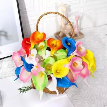 12 шт., искусственная ветка обыкновенной каллалии со стеблем, реалистичная многоразовая искусственная домашняя свадебная вечеринка красный