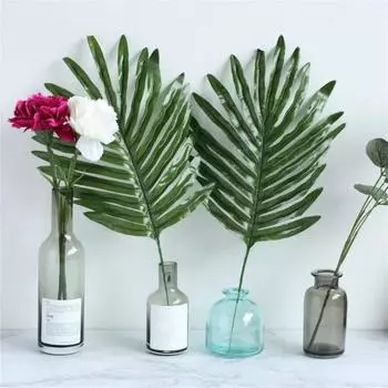 12 шт., искусственные листья, шикарный свежий декор для обеденного стола, пластиковые искусственные листья саговника, имитация растений, декор для дома зелёный