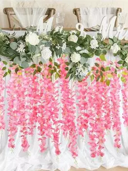 12 шт. искусственные подвесные цветы глицинии 110 см подвесные цветы глицинии искусственная лоза глицинии подвесная гирлянда для вечеринки, свадьбы, домашнего декора белый