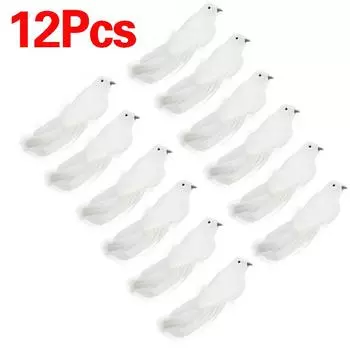 12 шт. искусственные птицы белые голуби рождественские украшения для дома голуби из пенопласта 12 pieces per box, one sale белый