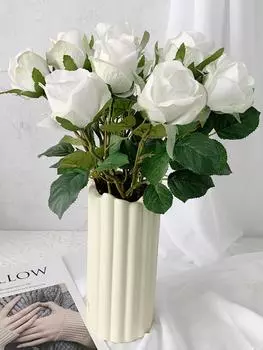 12 шт. искусственные розы искусственные розы с длинными стеблями букеты из искусственных цветов для свадьбы, свадебной вечеринки, украшения домашнего стола, шелковые розы розовый