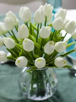 12 шт. искусственные тюльпаны Real Touch мягкие искусственные цветы из искусственной кожи для дома, сада, спальни, вечеринки, свадьбы, украшения, искусственный цветок белый