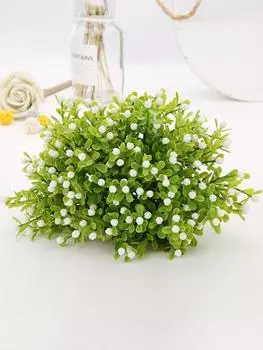 12 шт. искусственные зеленые растения короткие ветки пять головок миланский цветок искусственные пластиковые растения для дома, гостиной, сада, украшения балкона белый