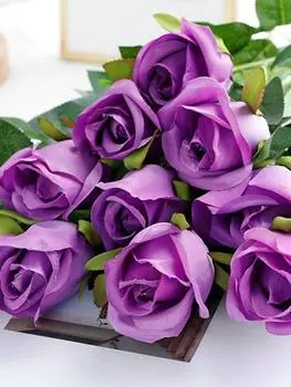 12 шт. искусственных цветов для свадебного букета 48 см искусственные розы цветы подарок на день святого валентина украшение стола на день рождения свадьба шелковые розы белый