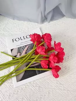 12 шт. искусственных цветов, искусственные стебли цветов 34 см, ПУ, настоящее прикосновение, для украшения гостиной, свадебных букетов, корсажей, цветочных композиций синий