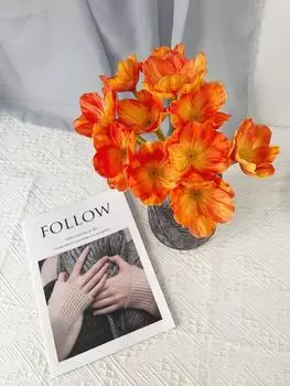 12 шт. искусственных цветов, искусственные стебли цветов 34 см, ПУ, настоящее прикосновение, для украшения гостиной, свадебных букетов, корсажей, цветочных композиций синий