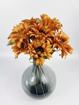 12 шт. искусственных цветов Подсолнухи 52 см Шелковый длинный стебель Подсолнухи Летние Подсолнухи для дома Свадьба Сад Ваза Вечеринка Кухня Украшение двора белый