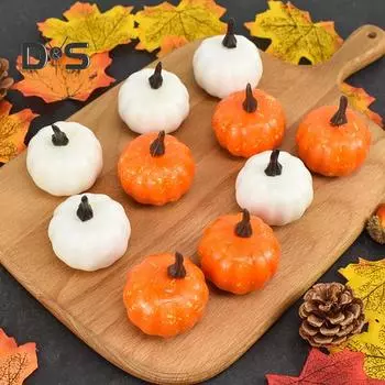 12 шт. искусственных реалистичных тыкв, осенний урожай, украшение для дома, поддельные тыквы из пенопласта, украшение для Хэллоуина, День благодарения белый