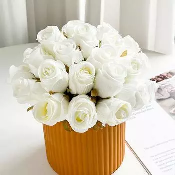 12 шт. искусственных розовых цветов для украшения белой свадьбы, шелковые цветы для домашнего декора стола, искусственные цветы, подарок на День святого Валентина