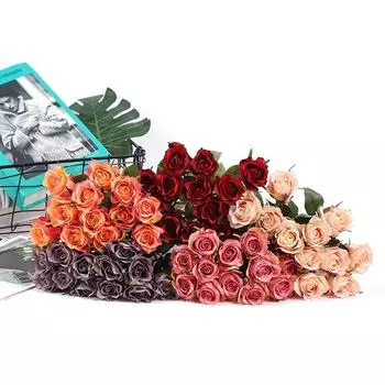 12 шт искусственных шелковых цветов, реалистичные розы, букет искусственных роз, длинный стебель для дома, свадьбы, внутреннего, наружного, вечеринки, украшения стола белый