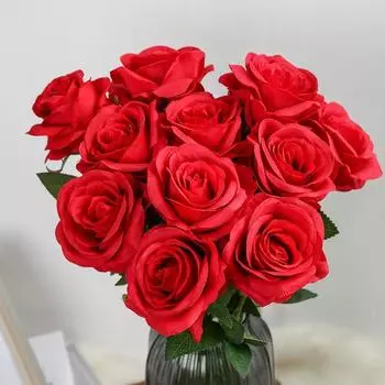 12 шт. искусственный цветок шелковый букет роз поддельные цветы для свадебной вечеринки украшение дома белый