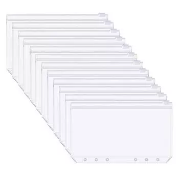 12 шт., карманы для папок A6, прозрачные карманы из ПВХ с 6 отверстиями, папка на молнии, пластиковая папка для денег, бюджетный конверт