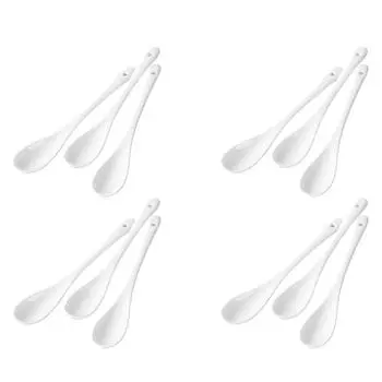 12 шт. Керамическая керамическая ложка, необходимая для чаепития, изысканная и практичная ложка с длинной ручкой