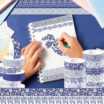 12 шт. клейкой ленты для скрапбукинга своими руками декор китайский синий и белый фарфор дизайн ретро DIY скрапбукинг материалы 12pcs