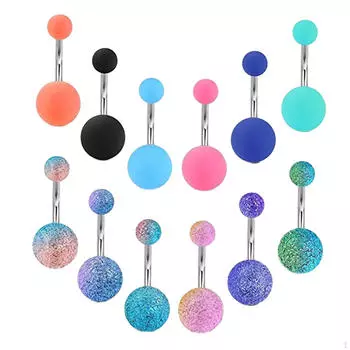 12 шт. колец для пупка, кольца для пирсинга пупка с длинной планкой, из нержавеющей стали, модные подарки для тела