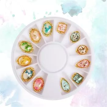 12 шт./колесный сплав, украшения для ногтей, сушеный цветок, ракушка, украшение для ногтей, украшение для дизайна ногтей
