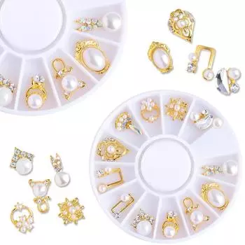 12 шт. колесо 3D сплав жемчуг горный хрусталь циркон украшение для ногтей украшение для ногтей аксессуары для ногтей