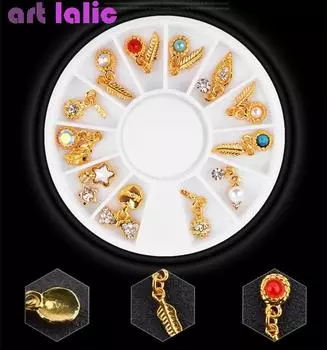 12 шт./колесо металлическая подвеска в виде пера с кисточкой для украшения ногтей ювелирные изделия аксессуары золотой